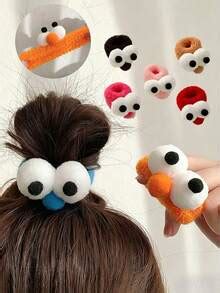 12/6/3/1 peças elásticos para cabelo fofos de olhos grandes para outono ...