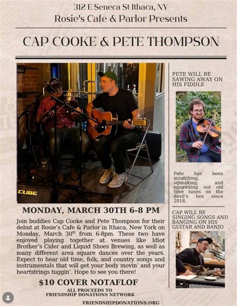 CNY Concert Calendar: March 30-April 5 - by Jim Catalano