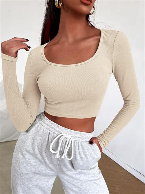 SHEIN Essnce Camiseta justa Sólido Colheita | SHEIN PT