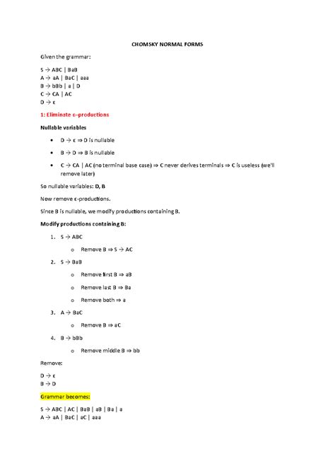 Chomsky Normal Forms (CNF) Examples and Conversions - Studocu