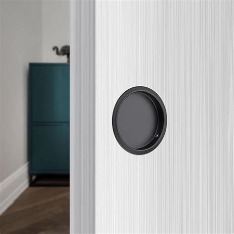 2-Pack Round Pocket Door Pulls, Black Closet Door Finger Pull 2-1/8"
