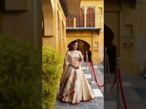 Kalyani Cream Shimmer Paithani Zari Weaving Red Border Lehenga Choli S ...