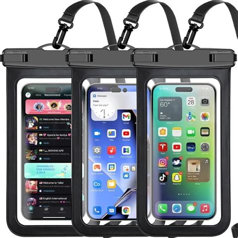RoveNova 3 Pack Black Waterproof Phone Pouch, Phone Waterproof Case ...