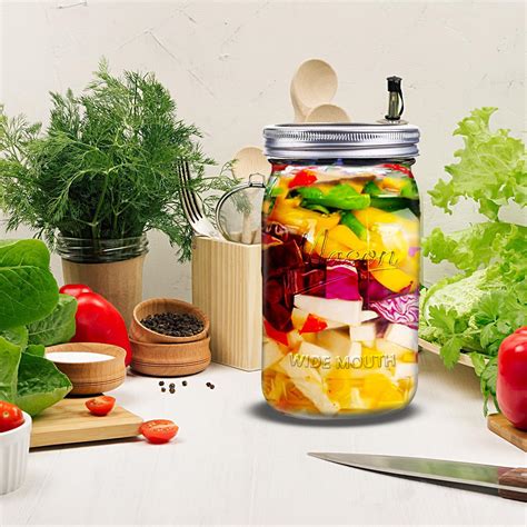 Mason Jars 32 oz,12 Pack Quart Wide Mouth Mason Jar With Airtight Lids,Glass Canning Jars for ...