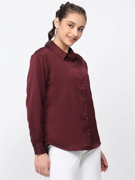 Buy Women Wine Oversized Shirt | Kraus Jeans