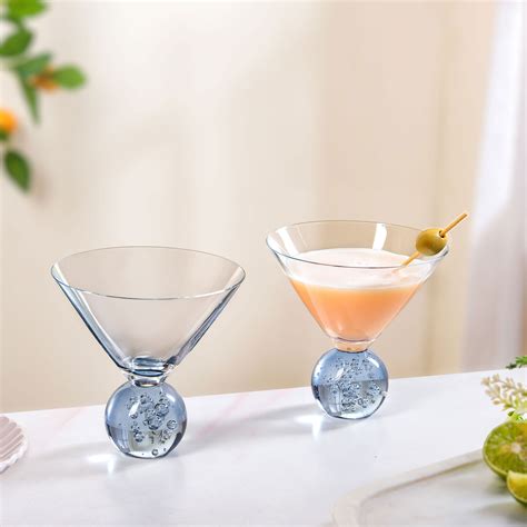 Bubble Base Martini Glass Set Of 2 220ml Blue Online - Premium ...