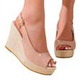 Dakaela Womens Dressy Platform Sandals Leather Open Toe Slingback Wedge ...