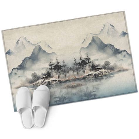 Area Rugs 2x3, Chinese Ink Painting Mountain Forest Non Slip Washable ...