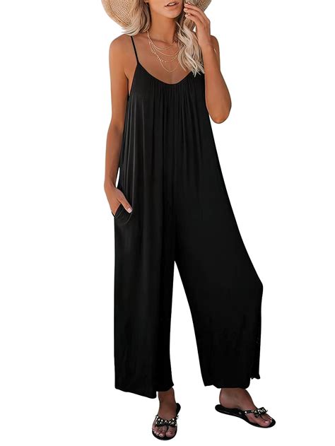 ANRABESS Women Jumpsuits 2026 Casual Sleeveless Spaghetti Strap Boho Wide Leg Rompers Summer ...