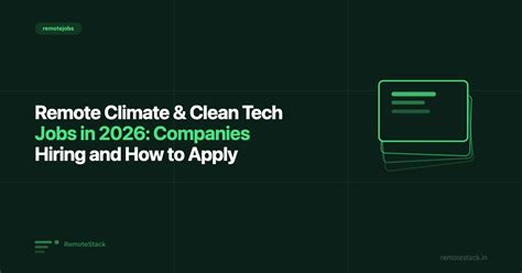 Remote Climate & Clean Tech Jobs in 2026: Companies Hiring and How to Apply