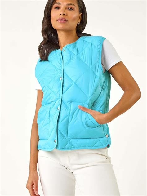 Buy Roman Blue Quilted Funnel Neck Lined Gilet from Next India