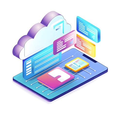 Computering cloud computing and files isolated on white background ...