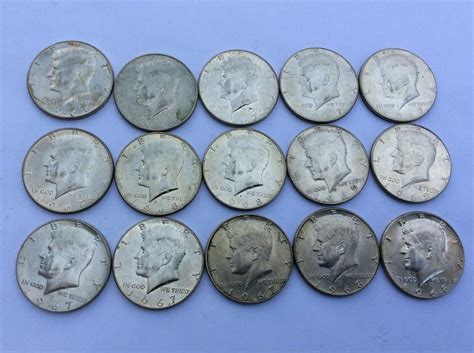 40% Silver Coins - Lot Of 14 Kennedy Half Dollars 1965 - 1969 | #1991860929