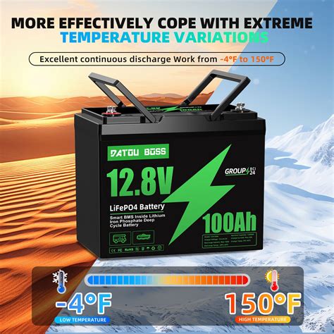 DATOUBOSS 12V 100Ah LiFePO4 Lithium Battery|Deep Cycle for Car & Solar ...