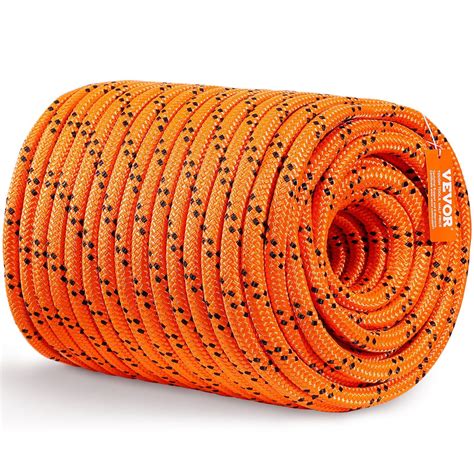Double Braided Polyester Rope, 3/4 in x 220 ft, 24 Strands, 12700 LBS Breaking Strength Outdoor ...