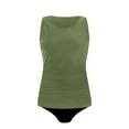 Htigea Womens Crew Neck Tankini Tops & Bikini Bottoms 2 Piece Solid ...