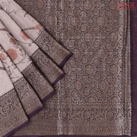 Dusty Mauve Chanderi Silk Cotton Saree – PSR Silks