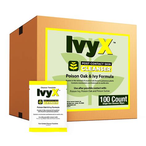 CoreTex Ivy X Post-Contact Poison Ivy Wipes - Pack of 100 Single-Use T ...