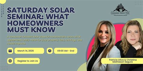 Saturday Solar Seminar: What Homeowners Must Know, 1117 Walt Whitman Rd ...
