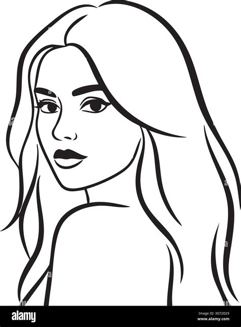 Simple minimalist long hair Stock Vector Images - Alamy