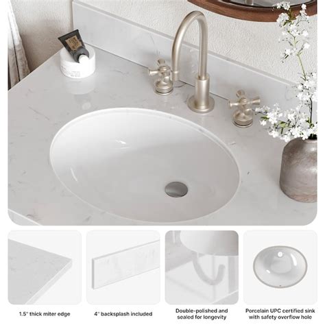 ARIEL Milan 36-in Warm White Undermount Single Sink Bathroom Vanity ...