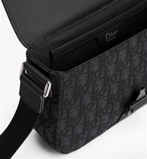 Saddle Heritage Messenger Bag with Flap Black Dior Oblique Jacquard and ...