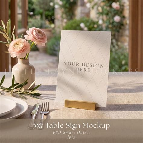 Buy 5x7 Table Sign Mockup PSD, Wedding Table Number Mockup, Place Card ...