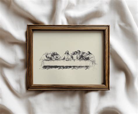 Vintage Last Supper Sketch | Minimalist Christian Wall Art | Jesus and ...