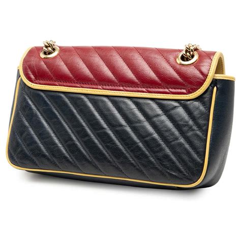 Gucci Blue Medium GG Marmont Bicolor Matelasse Diagonal Leather Torchon ...