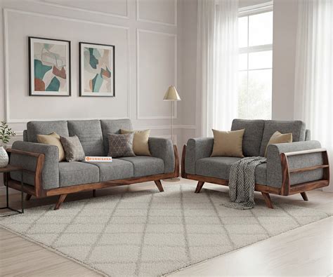Amaari 3+2 Seater Sofa Set With Anthology Fabric Space Grey – Furnishka