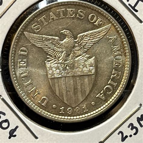 1921 US Philippines Fifty Centavos 50c Silver Coin - U.S. 1898-1946