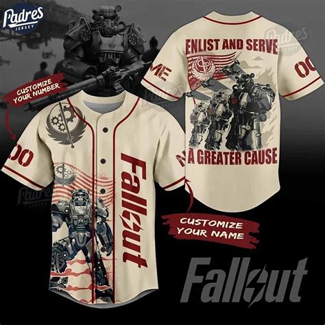 Fallout Enlist And Serve A Greater Cause Custom Baseball Jersey ...