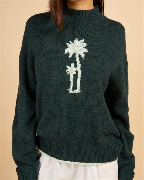 Shop Rhythm Palm Shadow Knit Jumper In Jade - Fast Shipping & Easy ...