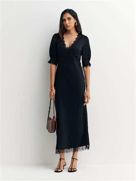 Buy Rixo Black Annina Lace Trim Dress from Next India
