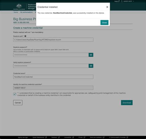 How to create a machine credential | Relationship Authorisation Manager