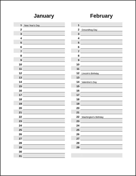 Free Printable Perpetual Calendar Template