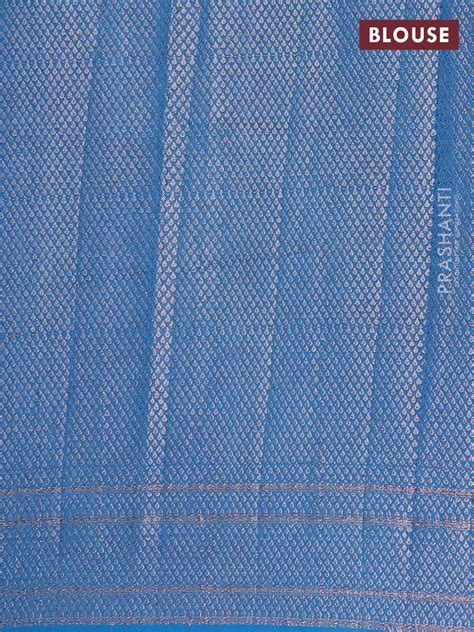 Semi chiniya saree cs blue with woven buttas and woven border ...