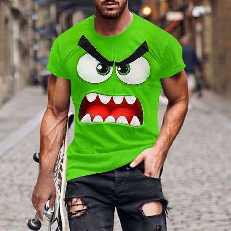 Ceisia Men's Round Neck Pullover Short Sleeve Trendy Print Loose Soft ...