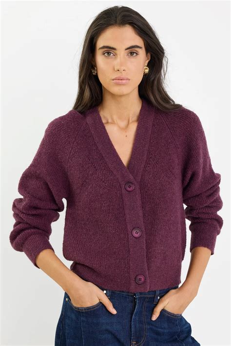 STORIES BE TOLD ESSENCE PLUM V NECK RIB KNIT CARDIGAN – Ruby Rose Te Awamutu