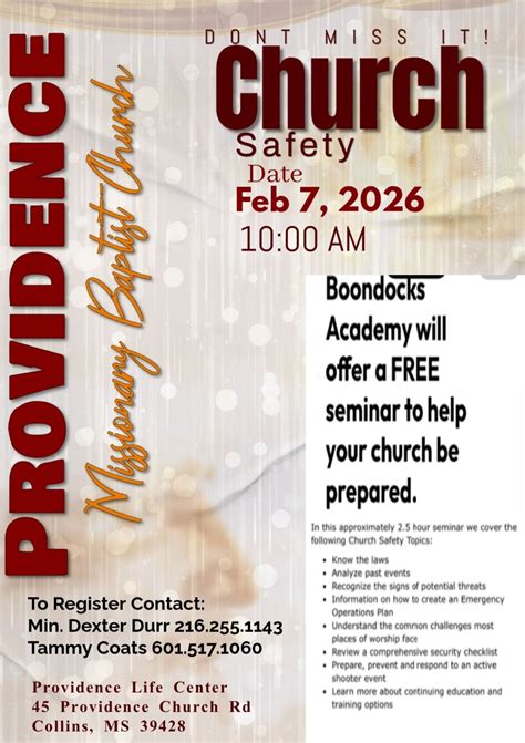 Seminar for church security , Collins Ms, 7 February 2026 | AllEvents