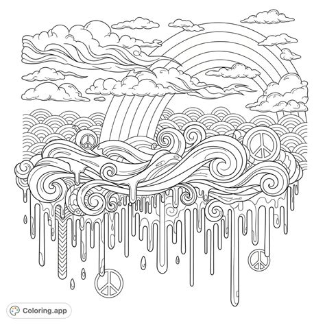 Abstract Swirls and Rainbow Splatters - Coloring.app