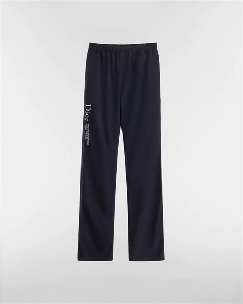 Track Pants with Dior Montaigne Embroidery Blue Technical Fabric | DIOR IN