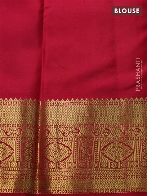 Pure kanchipuram silk saree green and red with zari woven buttas and r ...