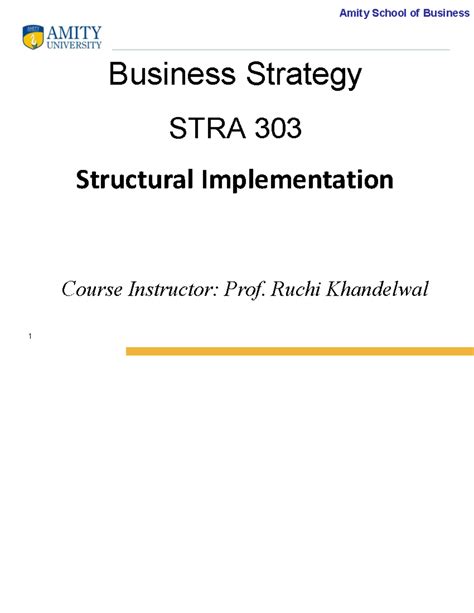 Structural Implementation of Business Strategy STRA 303: Key Insights ...