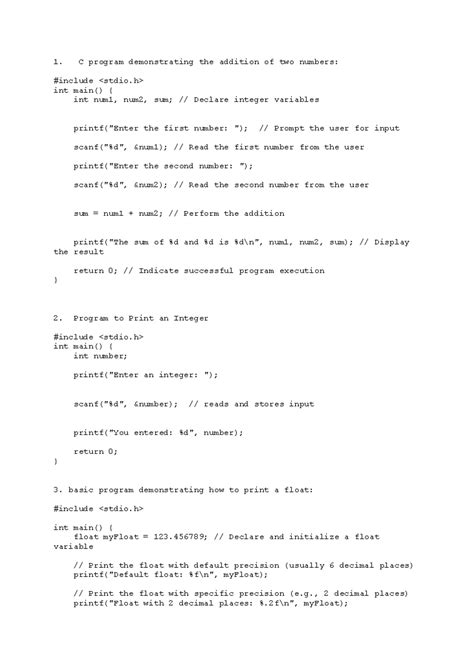C Programming Lab Manual: Simple Programs and Examples - Studocu
