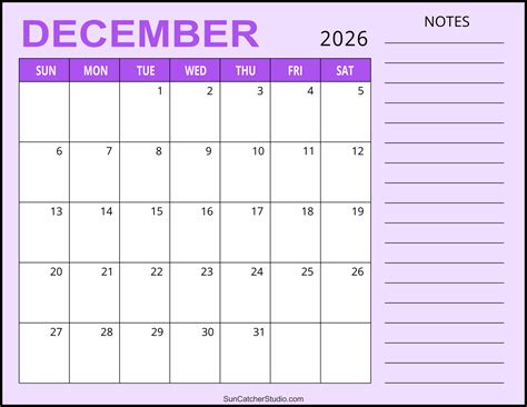 Month Calendar 2026 Printable December - Free Printable Designs 2026