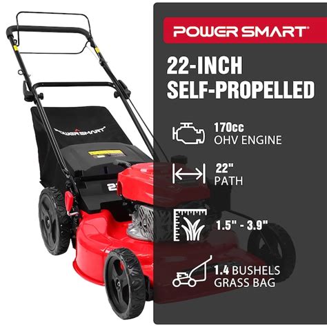 PowerSmart 22-in Gas Self-Propelled Lawn Mower with 170cc OHV Engine ...