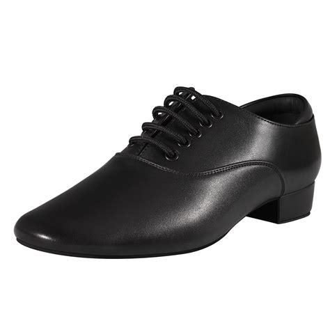 Sogebo Men's Ballroom Dance Shoes Black Leather Sole Tango Salsa Latin ...