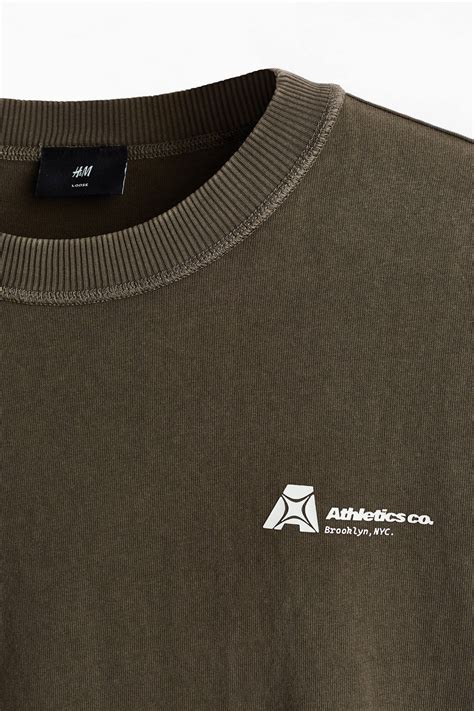 Printed Loose Fit T-shirt - Brown/Athletics Co - Men | H&M IN