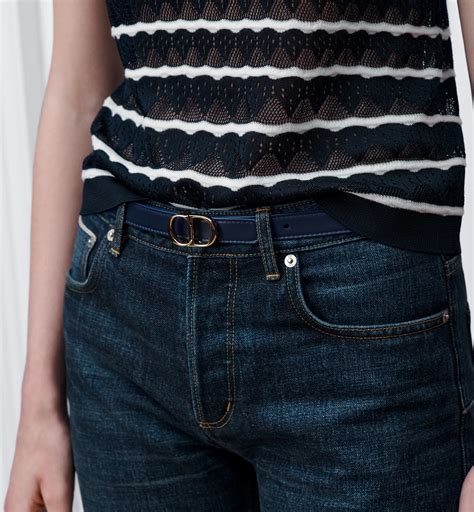 Reversible CD Icon Belt Navy Blue and Hermitage Red Smooth Calfskin, 20 MM | DIOR